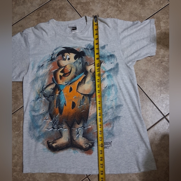 Vintage Gray Flintstones Graphic T-Shirt Double Sided Graphic T Shirt - Picture 3 of 8